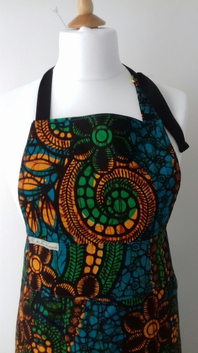Apron purchased by Laura. Gorgeous batik swirls.